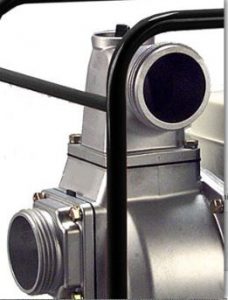 Gasoline motor pump suction discharge fittings