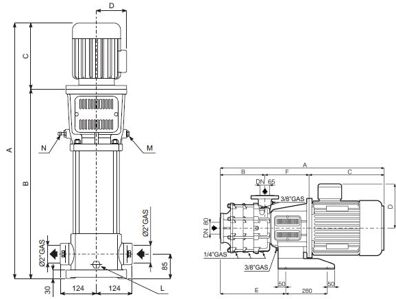 Vertical multistage stainless steel centrifugal pumps