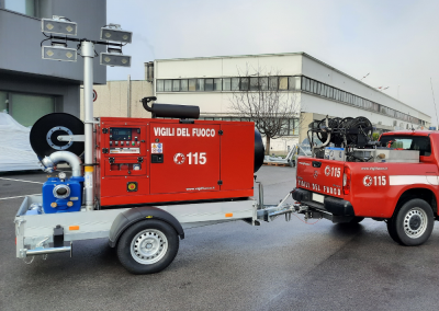 Intervention trailer with pump and lighting mast