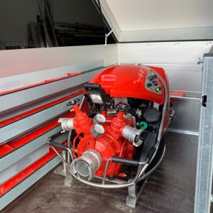 Motopompe incendie installée sur remorque