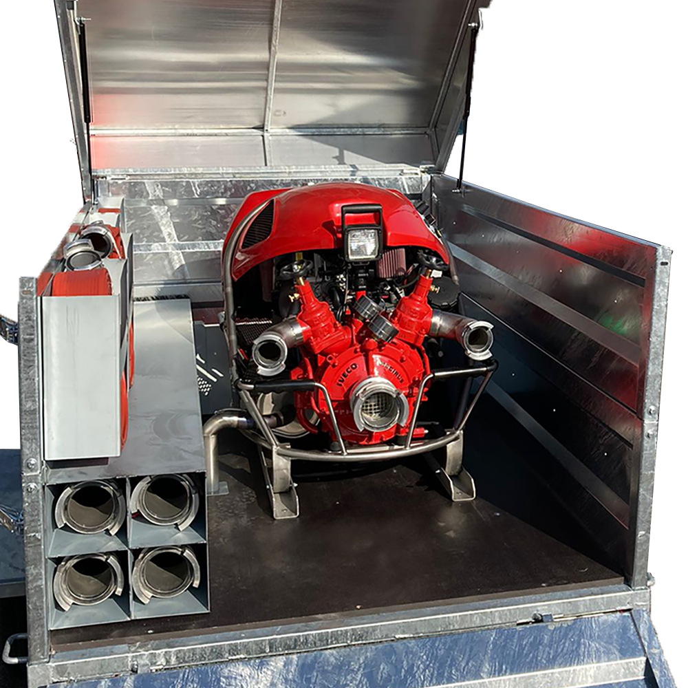 Remorque d'intervention incendie PTAC 750kg - 1000 l/min ou 1500 l/min à 10 bar