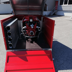 Fire trailer with thermal motor pump