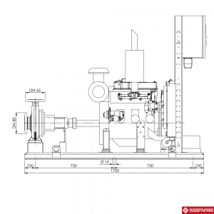 Pump set dimensions according to standard NFPA 20