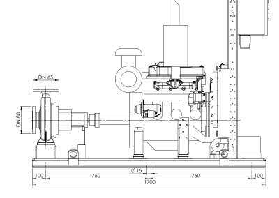 Pump set dimensions according to standard NFPA 20